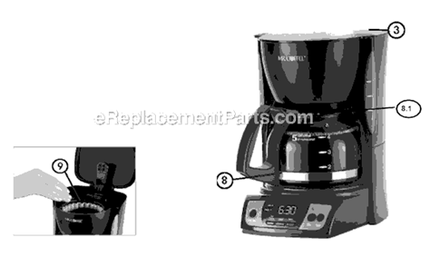 Page A Diagram and Parts List for CGX7  Mr Coffee Coffee Maker